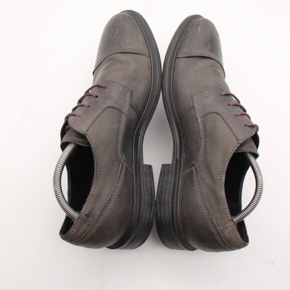 Ecco Knoxville Men\'s Eu 44 Captoe Oxfords Dress Dark Gray Leather Purple Laces main image 4